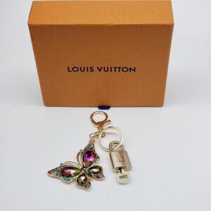 Authentic Louis Vuitton Gold Lock & Box w/ Unbranded Butterfly Bagcharm 121825